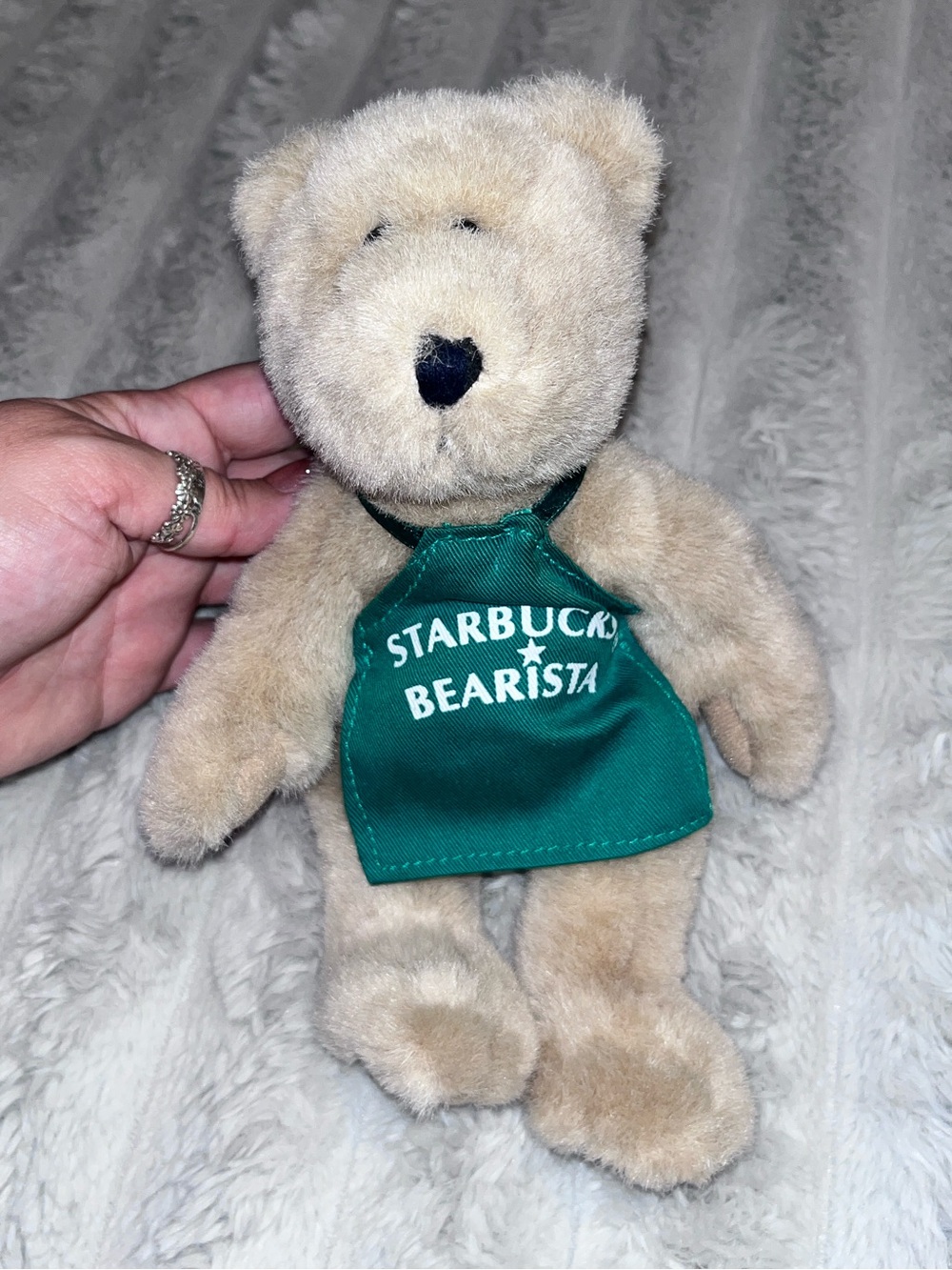 1997 Starbucks Bearista 1st Edition Plush Bear Green Apron Vintage 10” Jointed